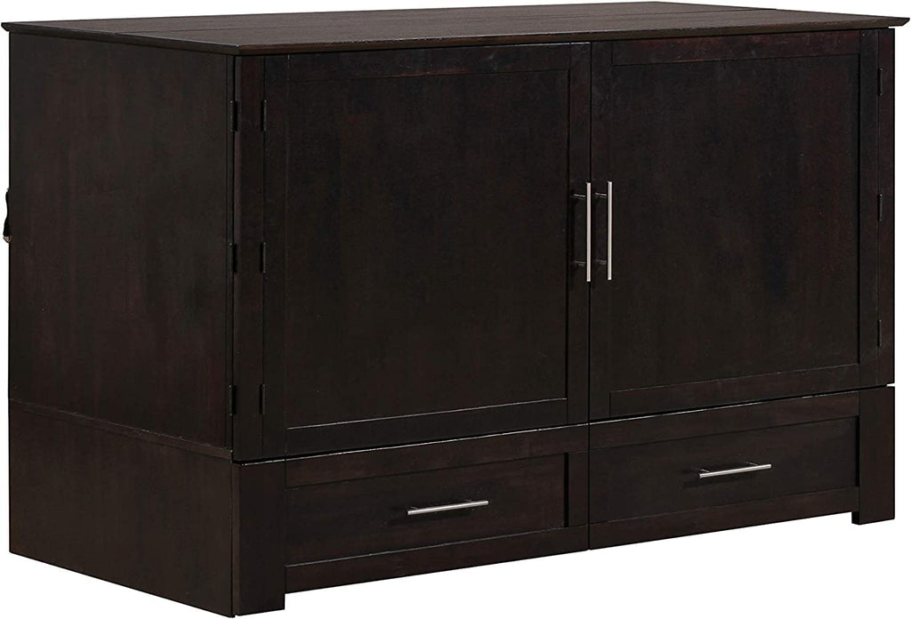 Emurphybed Daily Delight Murphy Cabinet Chest Bed with Charging Station & 6" Memory Foam Mattress, Queen
