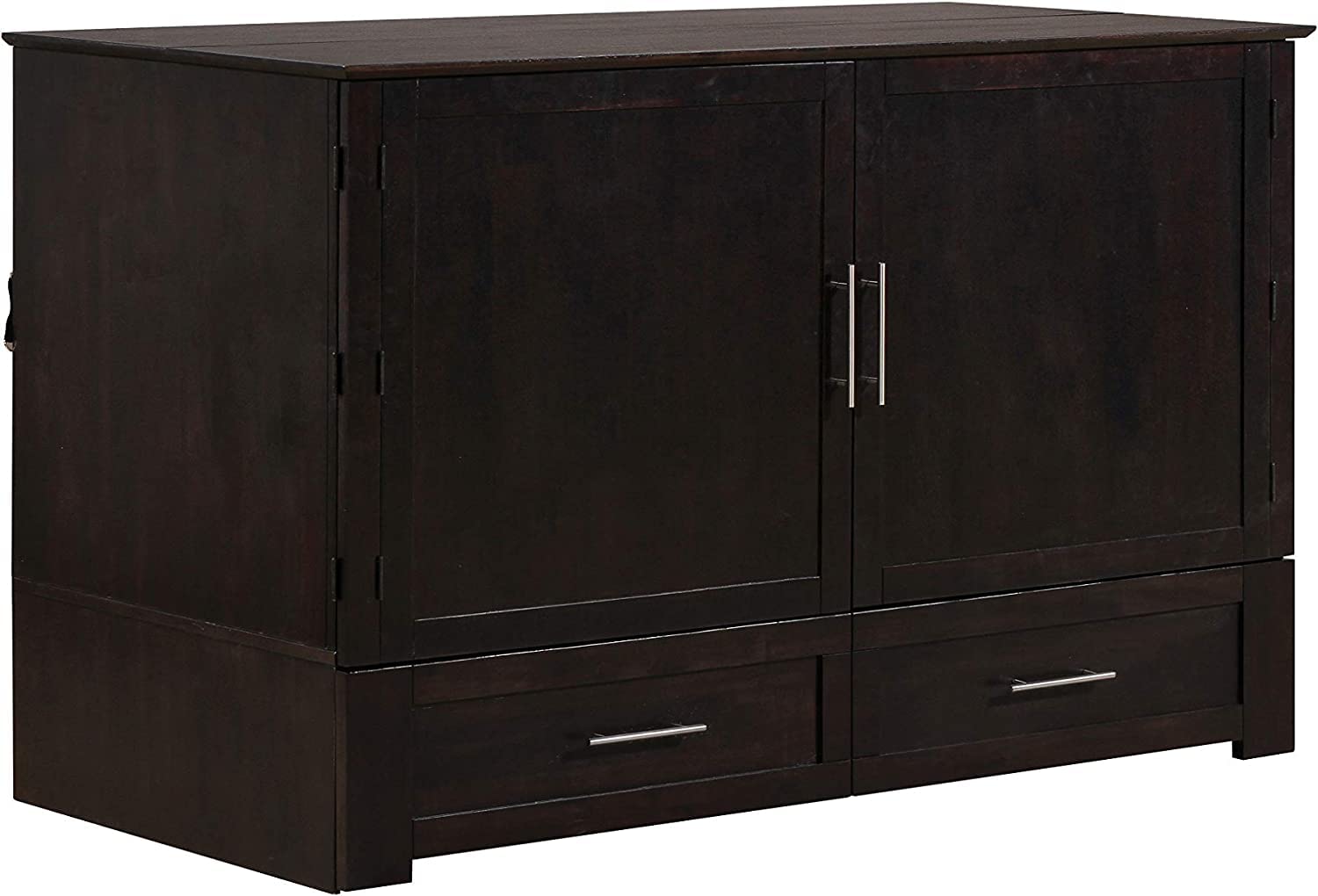 Emurphybed Daily Delight Murphy Cabinet Chest Bed with Charging Station & 6" Memory Foam Mattress, Queen