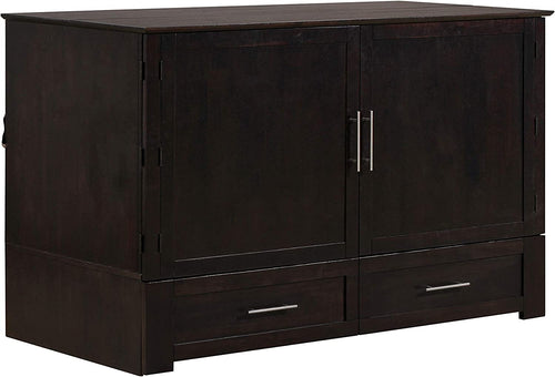 Emurphybed Daily Delight Murphy Cabinet Chest Bed with Charging Station & 6" Memory Foam Mattress, Queen