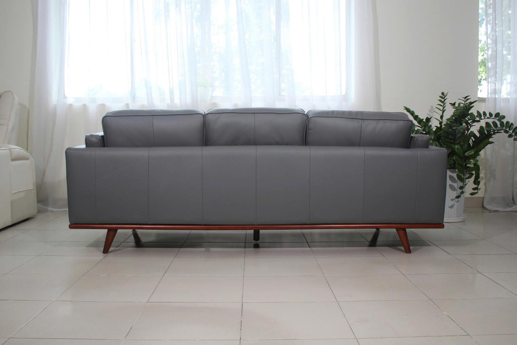 Mega Solutions Savoy Full All Around Front and Back Italian Leather Sofa 89" Pure Full Solid Wood Accent Premium Plush Memory Foam Comfort Cushioned