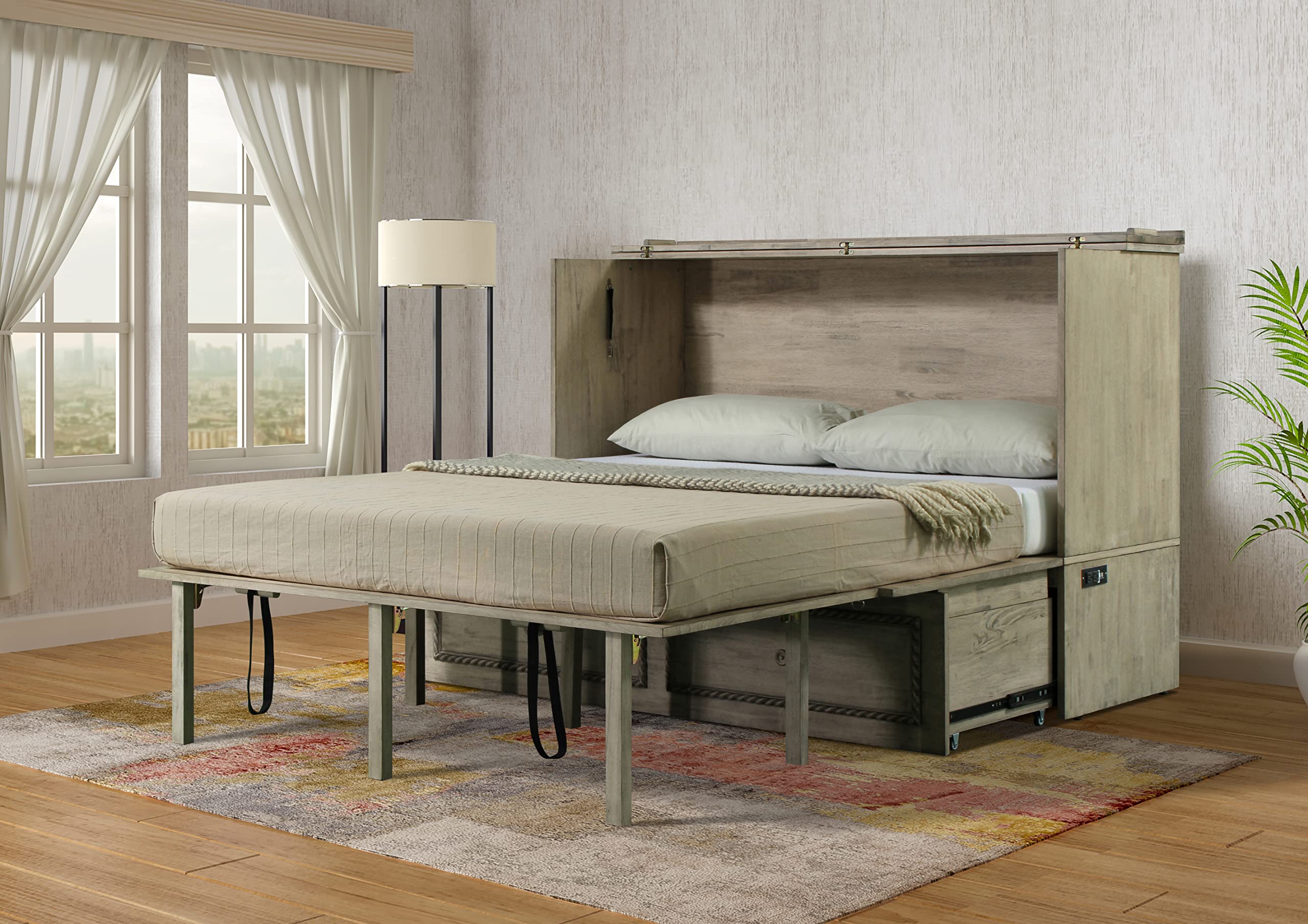 Mega Solutions Limited Edition Venetian Murphy Cabinet Bed (Antique Oak)