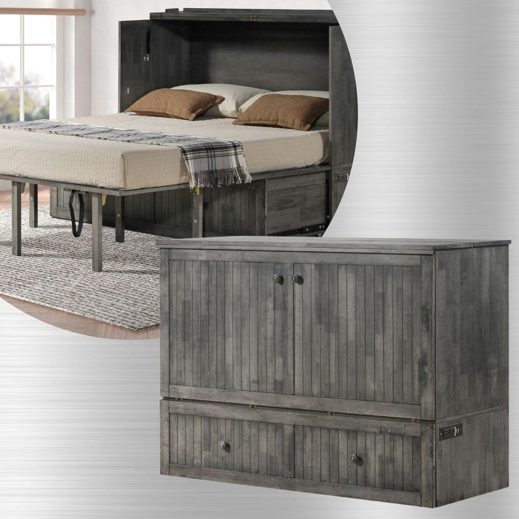Tuscany Murphy Cabinet Chest Bed with Charging Station 6 Inch, Queen (Galaxy Grey)