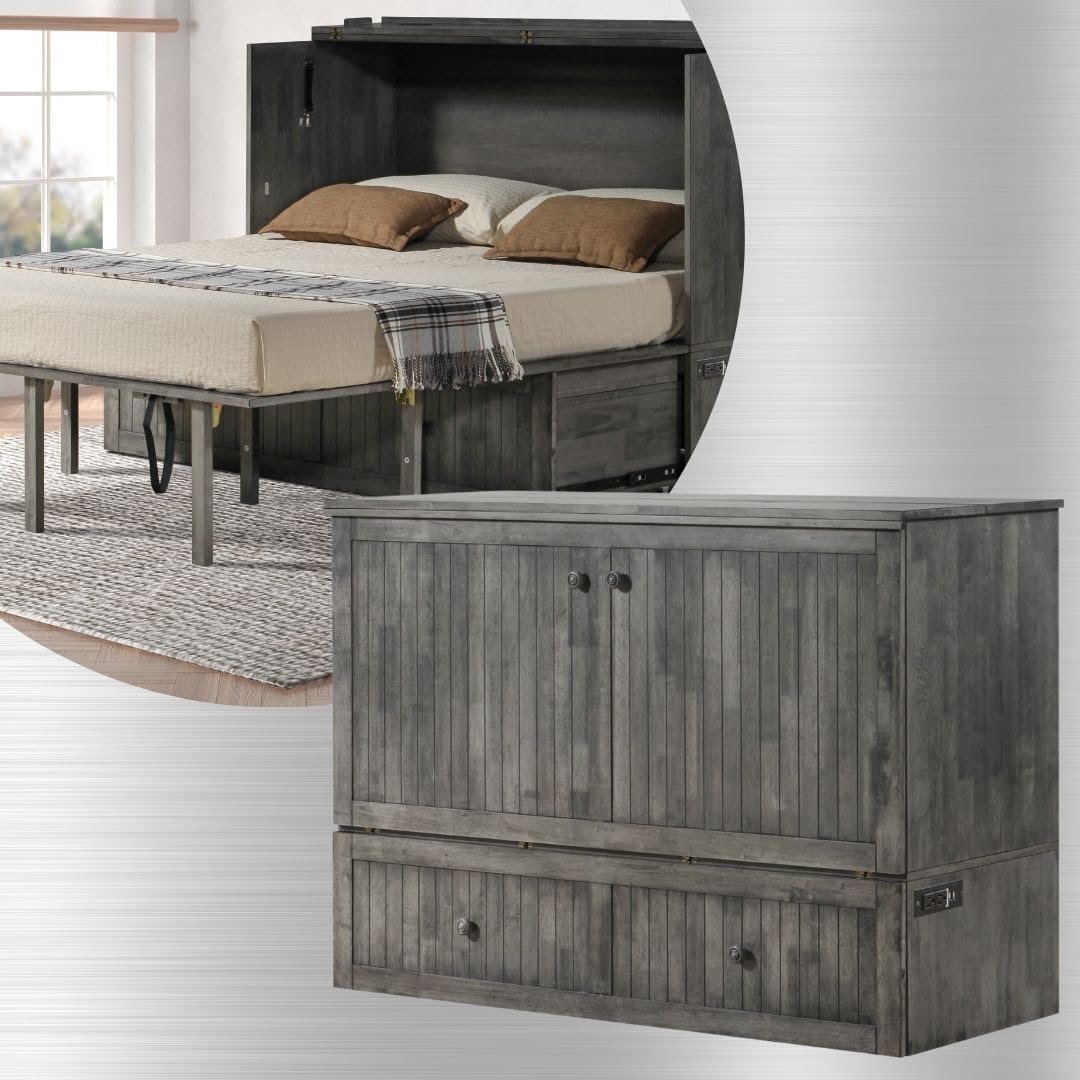 Tuscany Murphy Cabinet Chest Bed with Charging Station 6 Inch, Queen (Galaxy Grey)