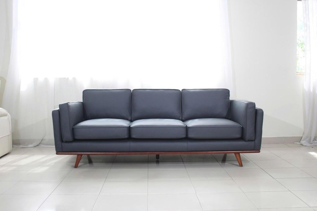 Mega Solutions Savoy Full All Around Front and Back Italian Leather Sofa 89" Pure Full Solid Wood Accent Premium Plush Memory Foam Comfort Cushioned