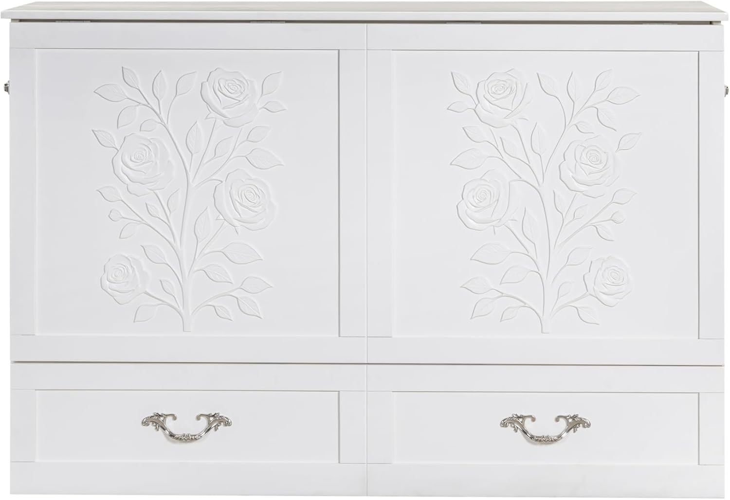 Palermo Cabinet Chest Bed w/ Charging Station 6 Inch, Queen (Silver Mist Grey)