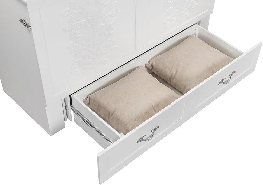 Palermo Cabinet Chest Bed w/ Charging Station 6 Inch, Queen (Silver Mist Grey)