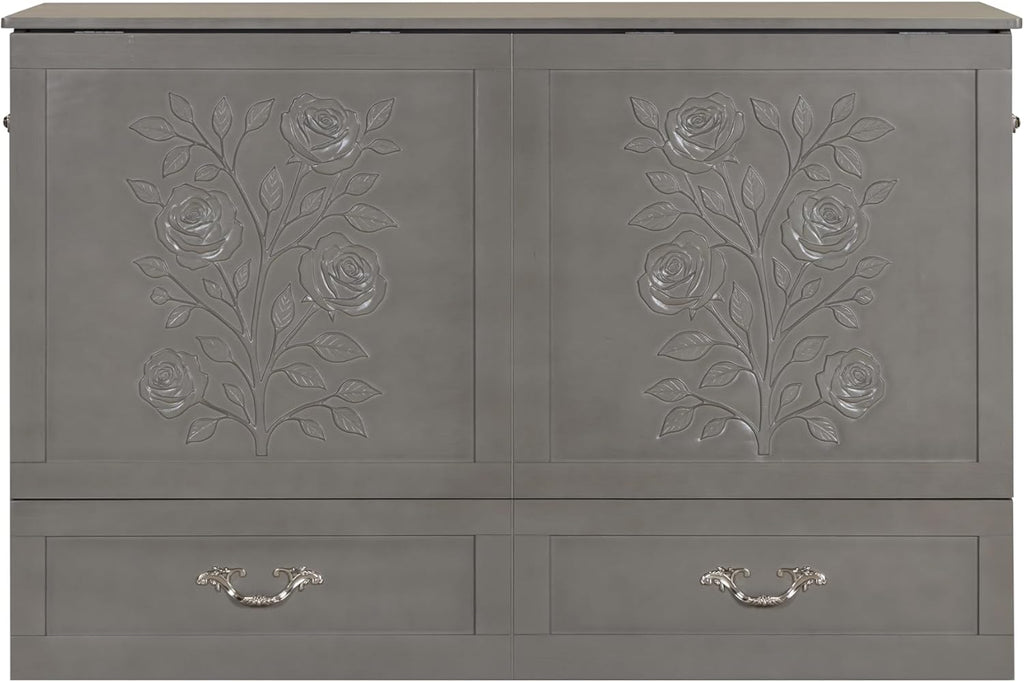 Palermo Cabinet Chest Bed w/ Charging Station 6 Inch, Queen (Silver Mist Grey)