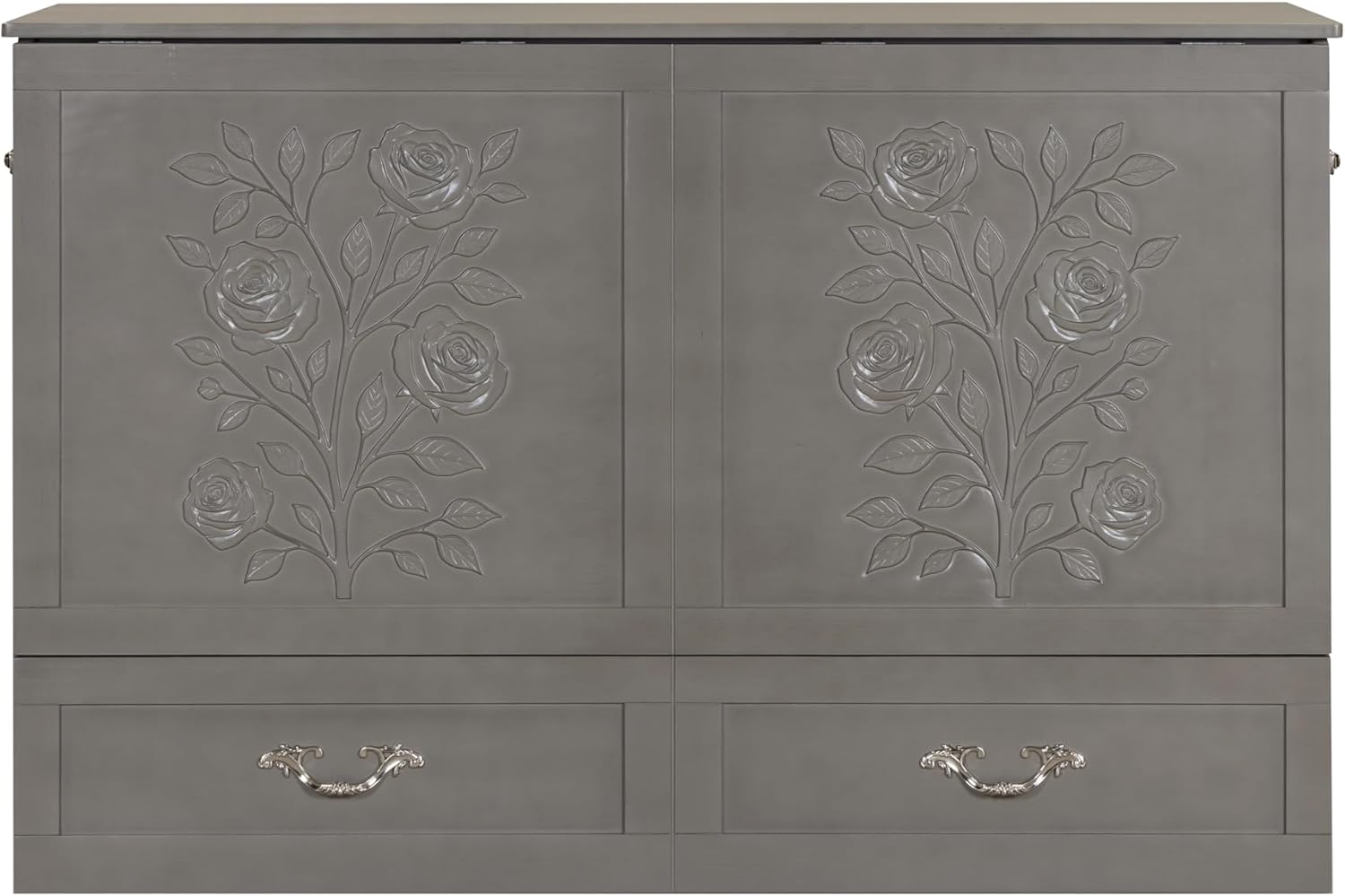 Palermo Cabinet Chest Bed w/ Charging Station 6 Inch, Queen (Silver Mist Grey)