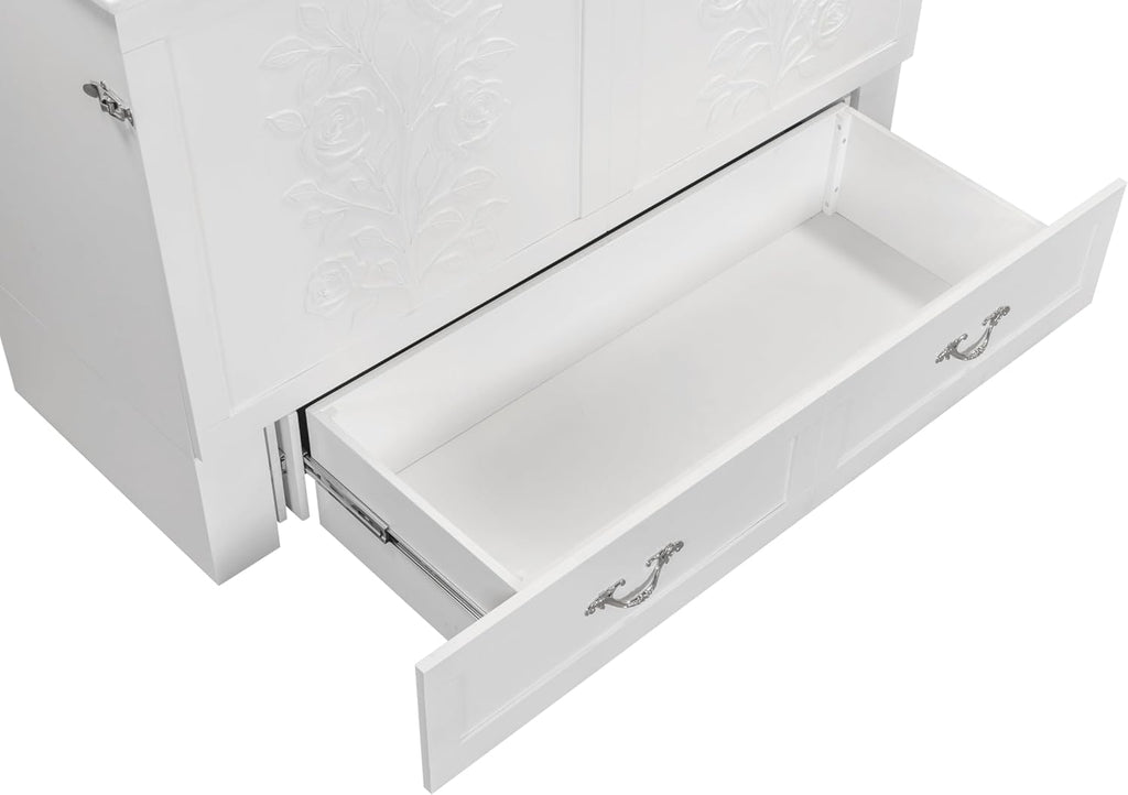 Palermo Cabinet Chest Bed w/ Charging Station 6 Inch, Queen (Silver Mist Grey)