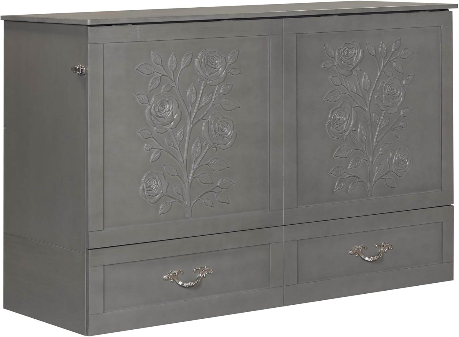 Palermo Cabinet Chest Bed w/ Charging Station 6 Inch, Queen (Silver Mist Grey)