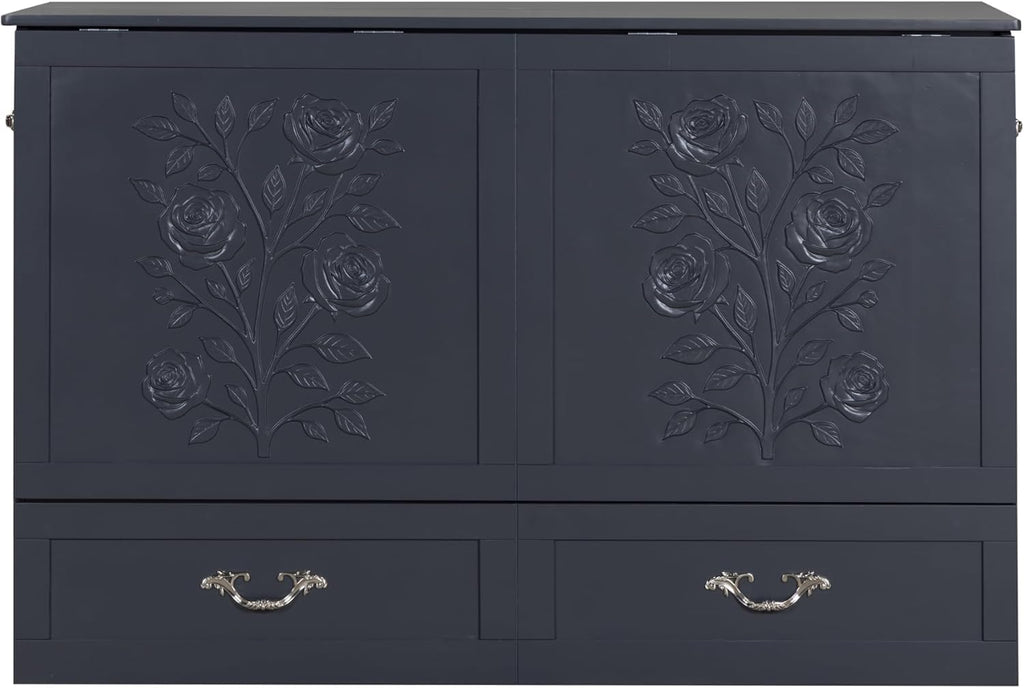 Palermo Cabinet Chest Bed w/ Charging Station 6 Inch, Queen (Silver Mist Grey)