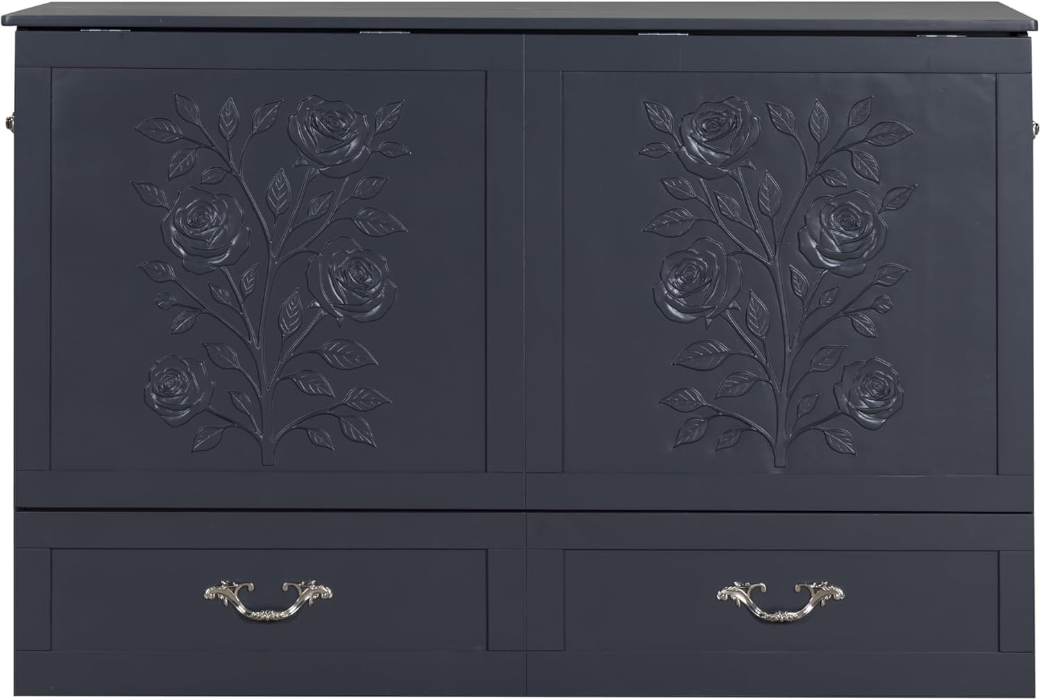 Palermo Cabinet Chest Bed w/ Charging Station 6 Inch, Queen (Silver Mist Grey)
