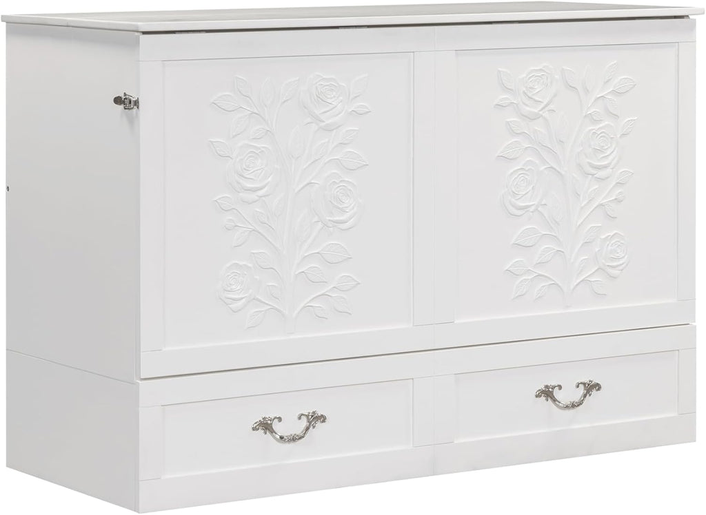 Palermo Cabinet Chest Bed w/ Charging Station 6 Inch, Queen (Silver Mist Grey)