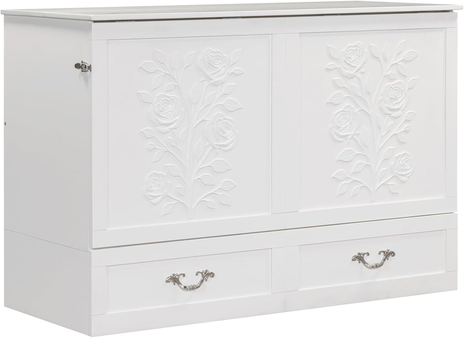 Palermo Cabinet Chest Bed w/ Charging Station 6 Inch, Queen (Silver Mist Grey)