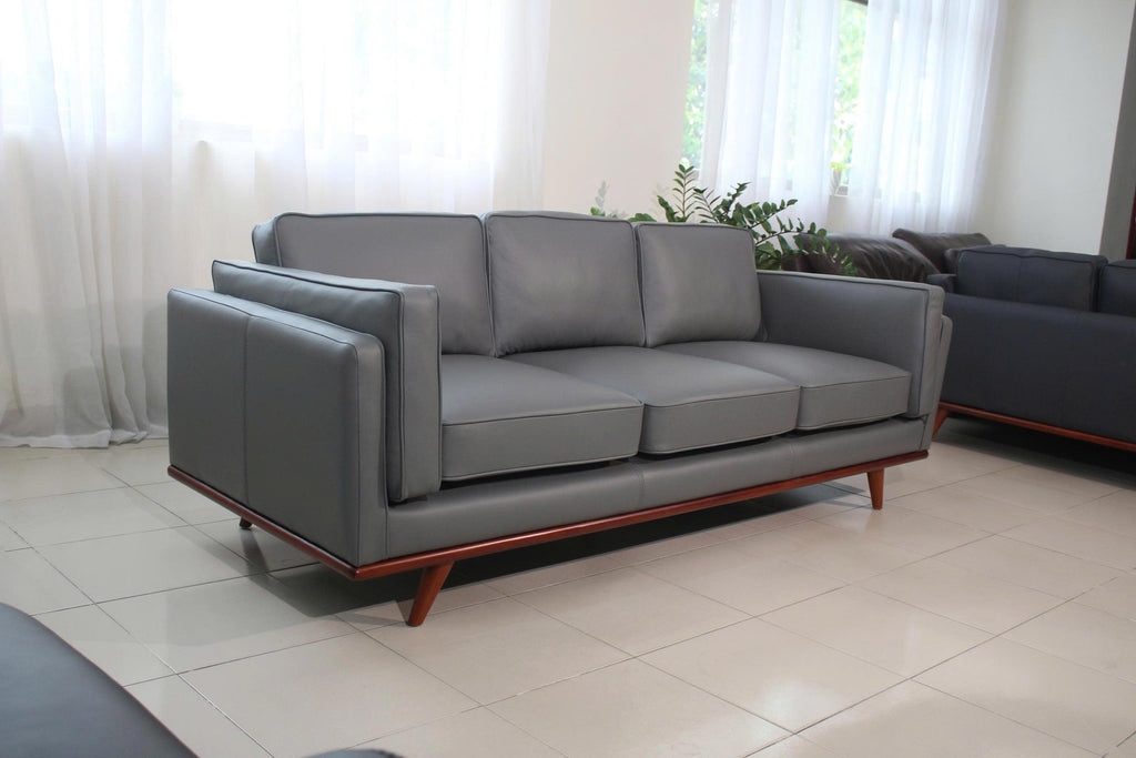 Mega Solutions Savoy Full All Around Front and Back Italian Leather Sofa 89" Pure Full Solid Wood Accent Premium Plush Memory Foam Comfort Cushioned