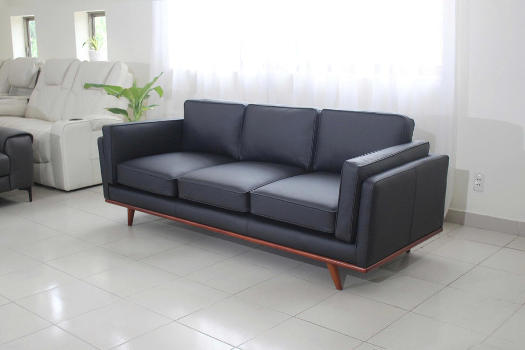 Mega Solutions Savoy Full All Around Front and Back Italian Leather Sofa 89" Pure Full Solid Wood Accent Premium Plush Memory Foam Comfort Cushioned