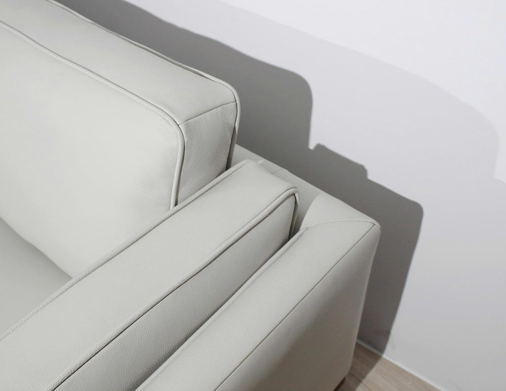 Savoy Full All Around Front and Back Italian Leather Sofa Off-White