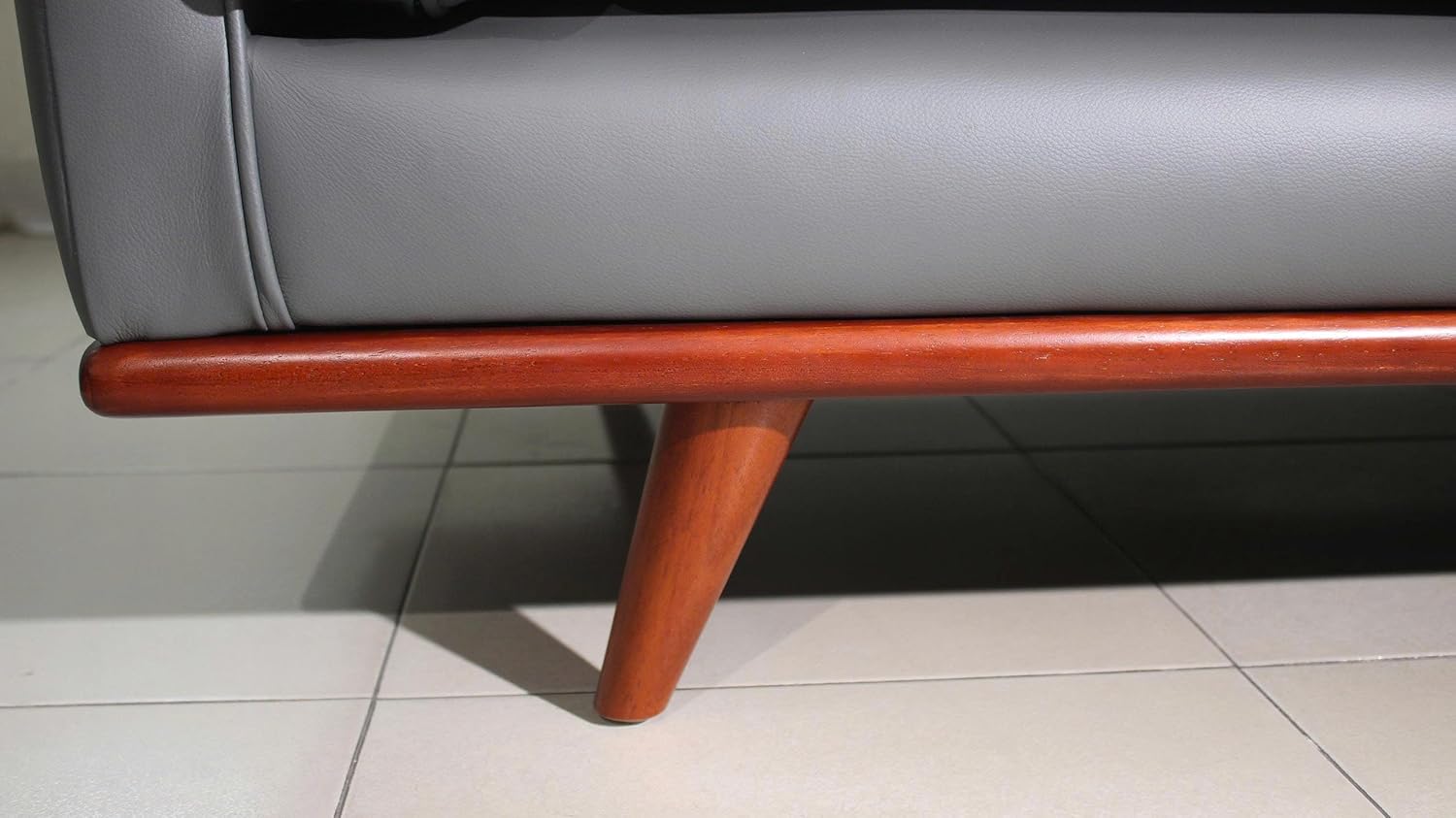 Savoy Full All Around Front and Back Italian Leather Sofa Dark Grey