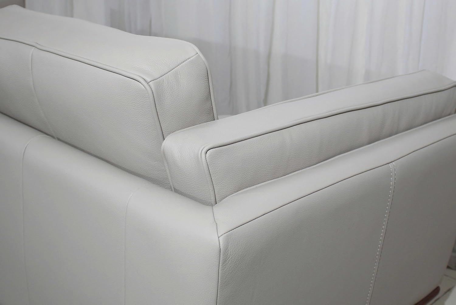 Savoy Full All Around Front and Back Italian Leather Sofa Off-White
