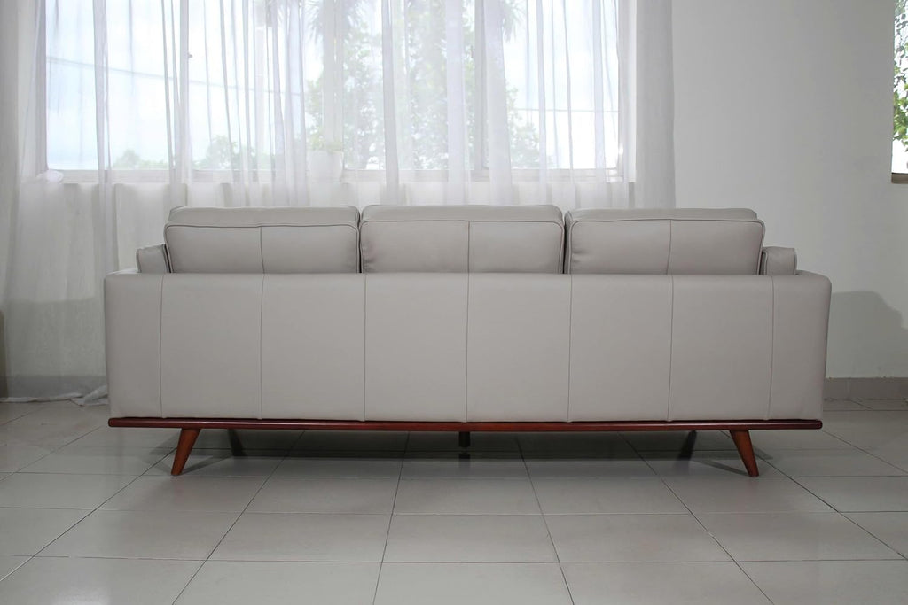 Savoy Full All Around Front and Back Italian Leather Sofa Taupe