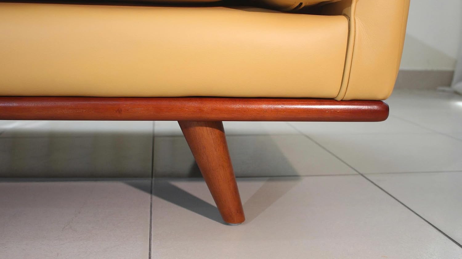 Savoy Full All Around Front and Back Italian Leather Sofa Mustard Yellow