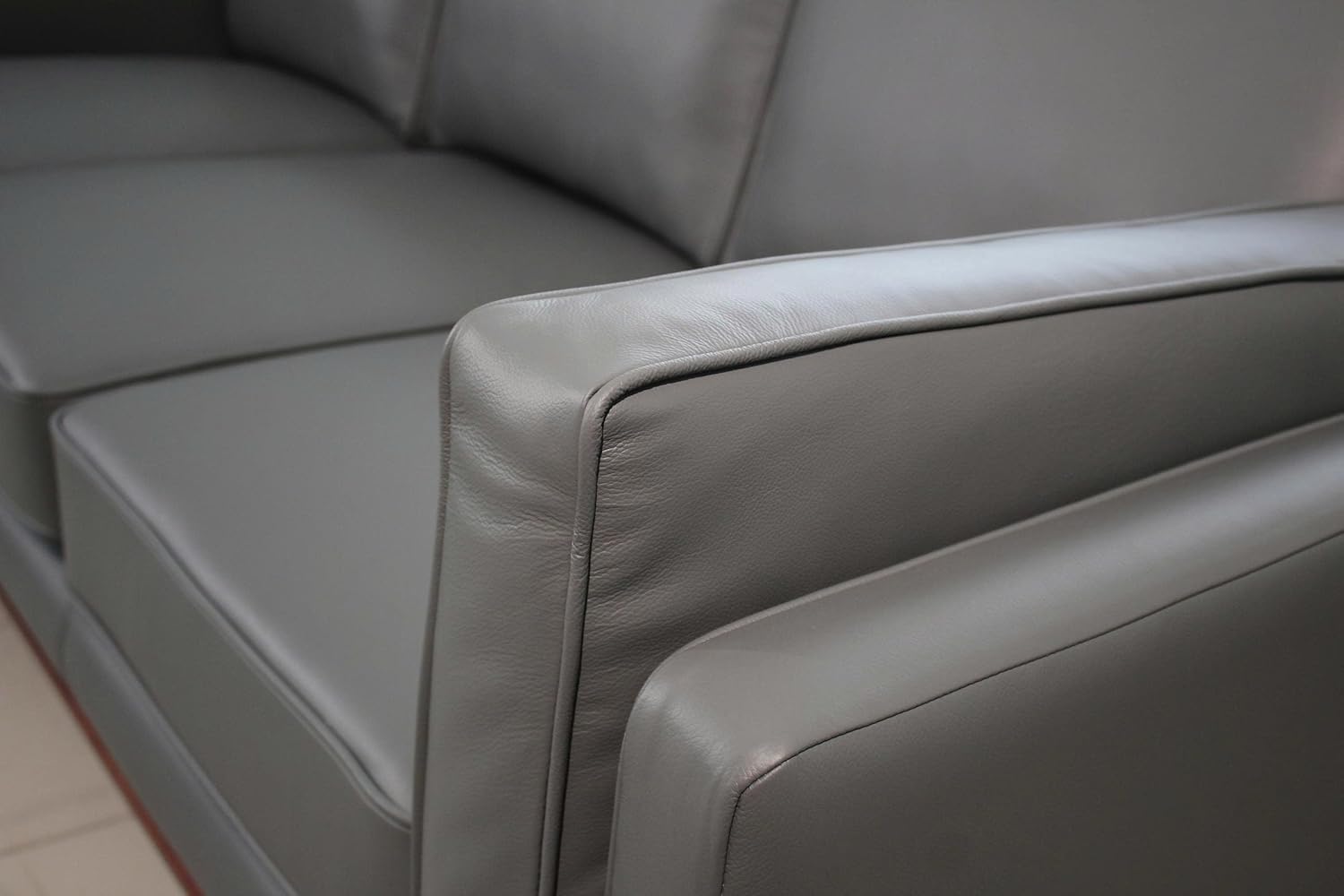 Savoy Full All Around Front and Back Italian Leather Sofa Dark Grey