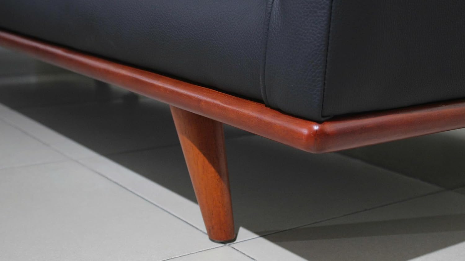 Savoy Full All Around Front and Back Italian Leather Sofa Black