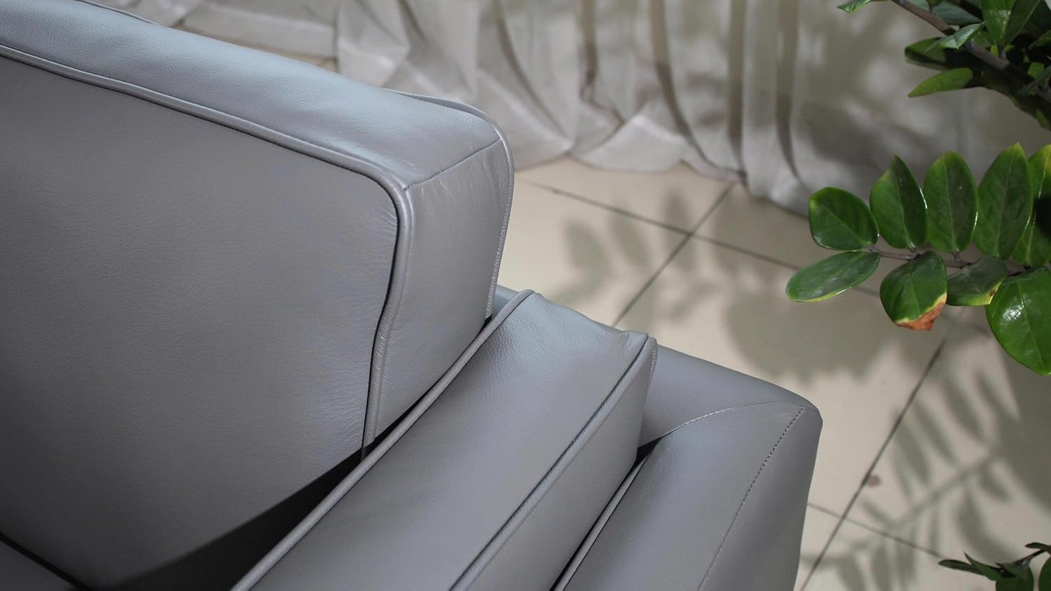 Savoy Full All Around Front and Back Italian Leather Sofa Dark Grey