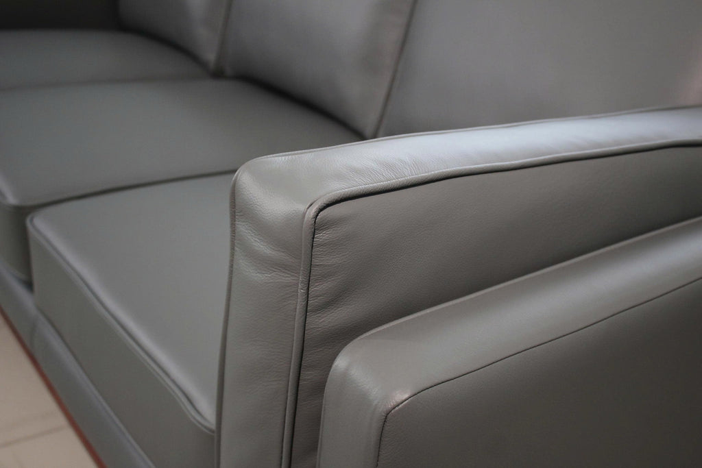 Mega Solutions Savoy Full All Around Front and Back Italian Leather Sofa 89" Pure Full Solid Wood Accent Premium Plush Memory Foam Comfort Cushioned
