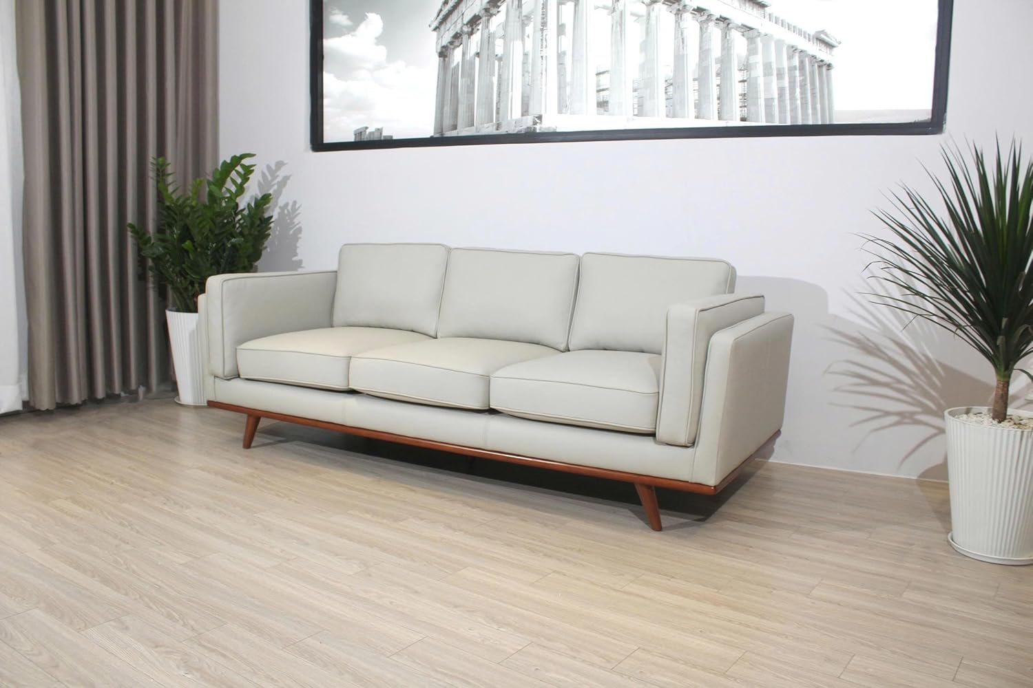 Savoy Full All Around Front and Back Italian Leather Sofa Off-White