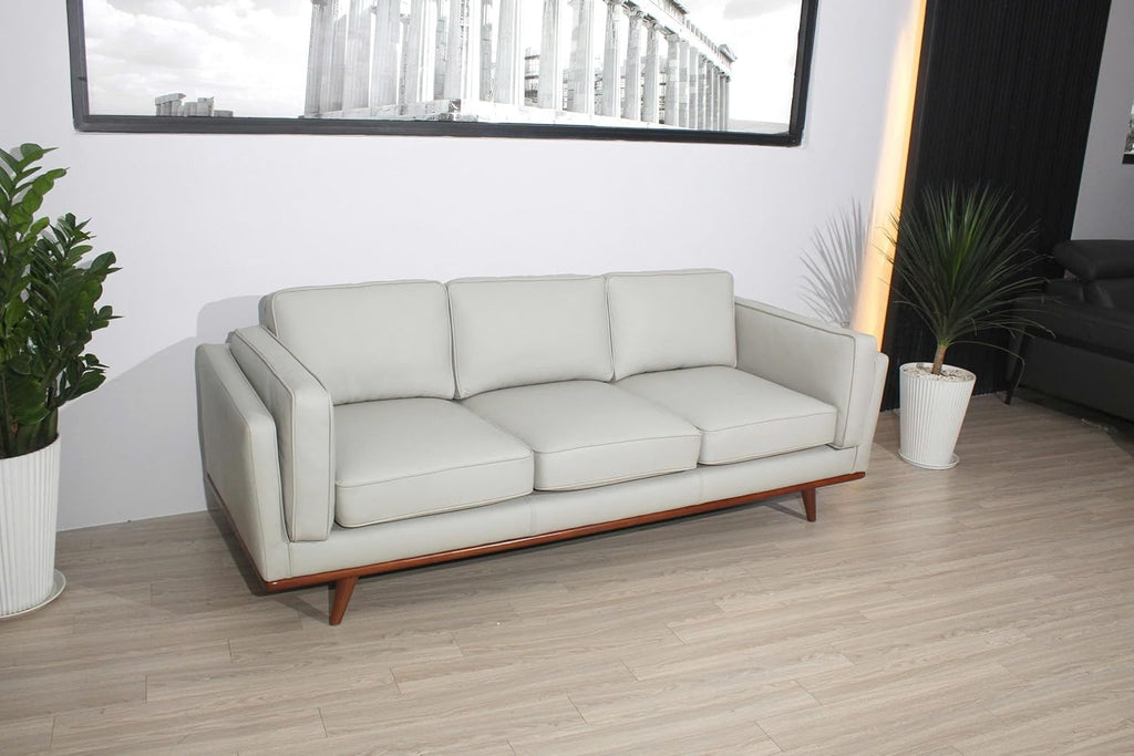 Savoy Full All Around Front and Back Italian Leather Sofa Off-White