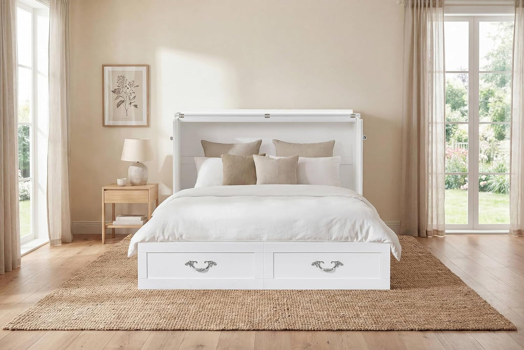 Palermo Cabinet Chest Bed w/ Charging Station 6 Inch, Queen (Silver Mist Grey)