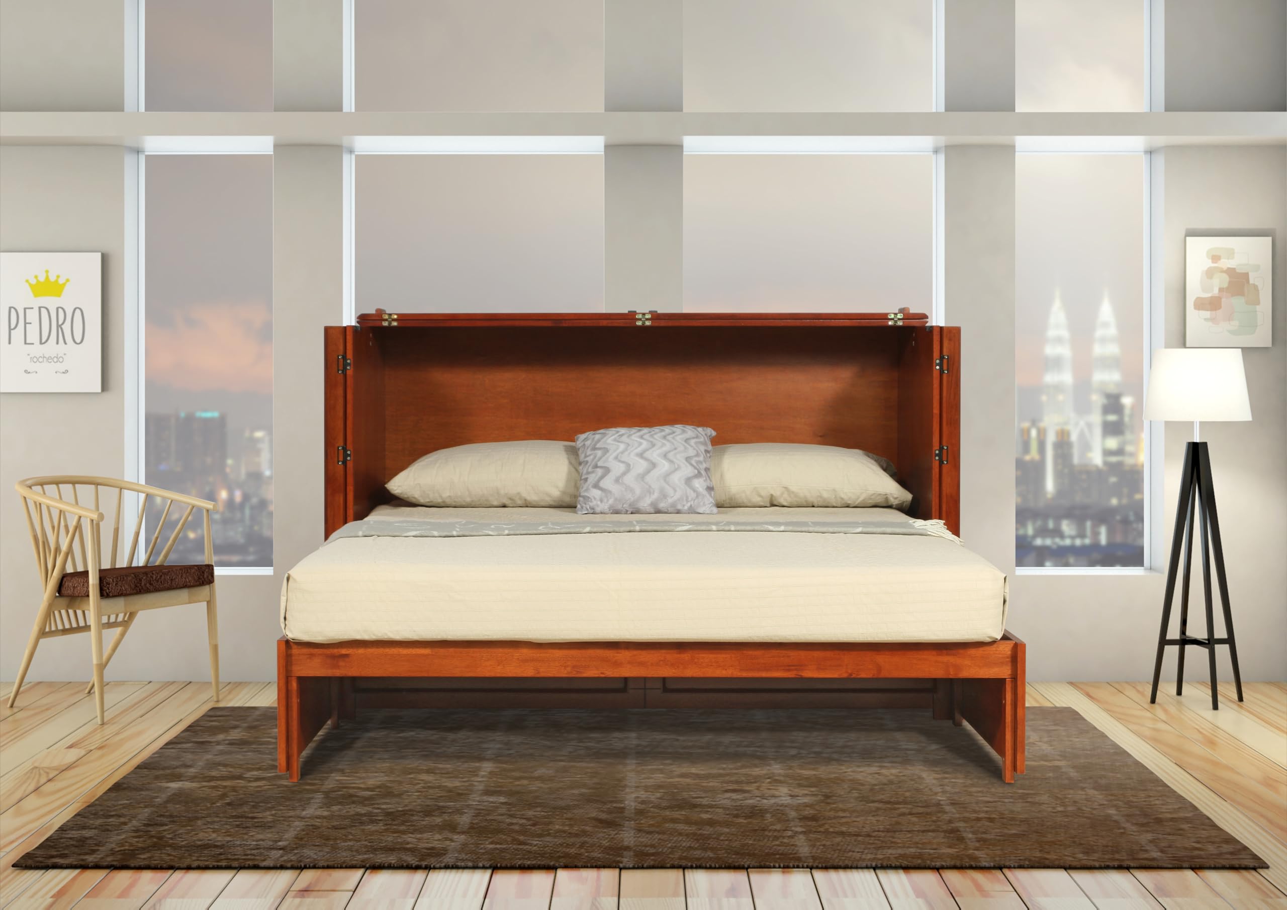 Paradiseo Murphy Cabinet Chest Bed with Charging Station 8 Inch, Queen