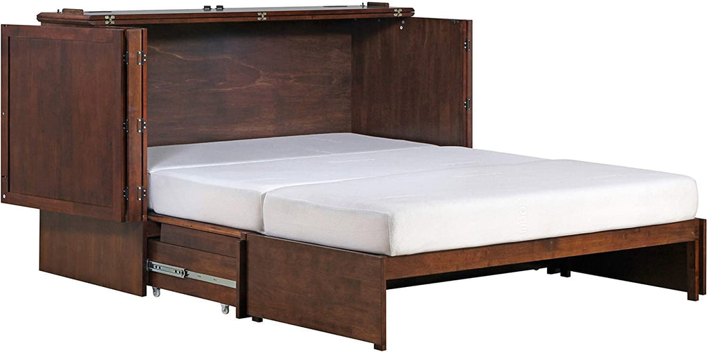 Paradiseo Murphy Cabinet Chest Bed with Charging Station 8 Inch (Queen, Tobacco)