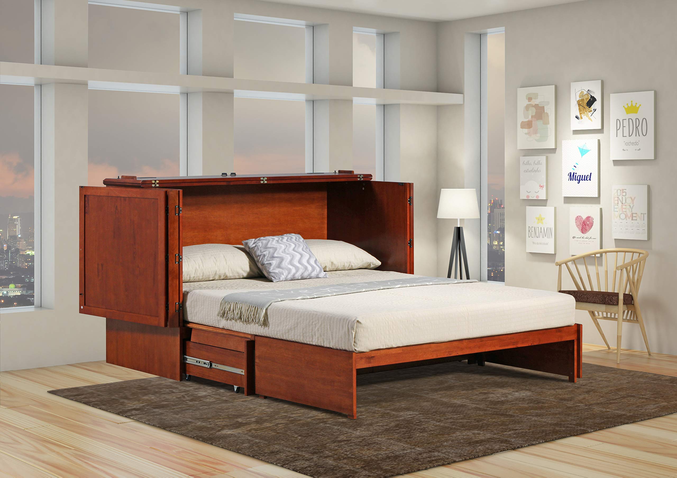 Paradiseo Murphy Cabinet Chest Bed with Charging Station 8 Inch, Queen