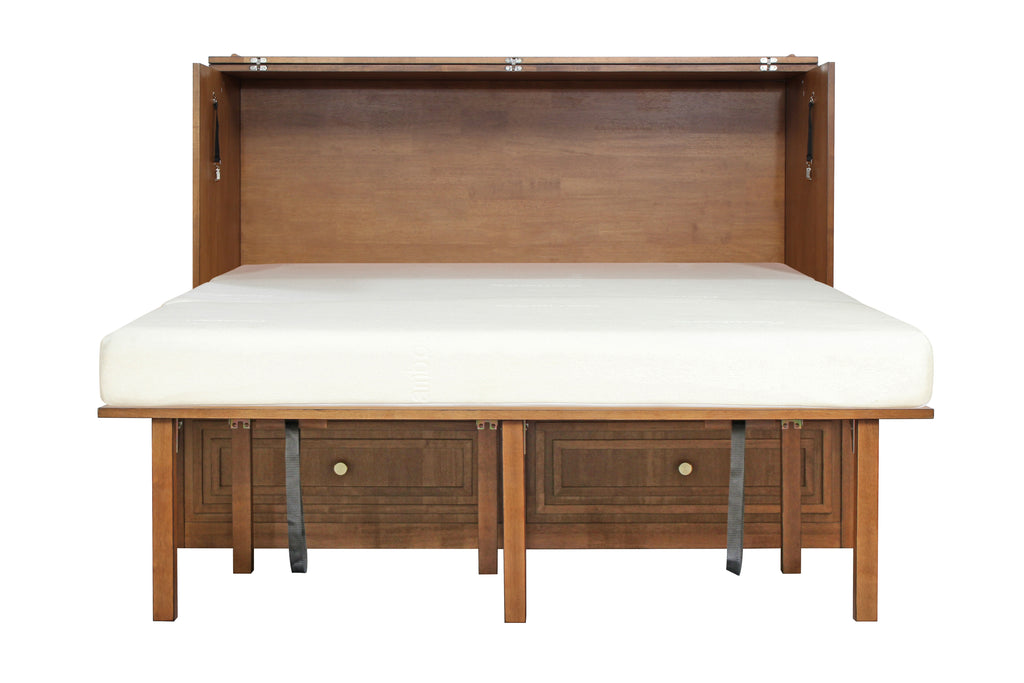 Mega Solutions Limited Edition Pompei Murphy Cabinet Chest Bed with Charging Station 8 Inch Queen Honey Oak