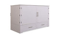 Emurphybed Daily Delight Murphy Cabinet Chest Bed with Charging Station, Queen 8 inch (White)