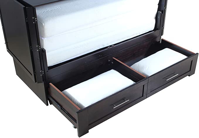 Emurphybed Daily Delight Murphy Cabinet Chest Bed with Charging Station & 6" Memory Foam Mattress, Queen