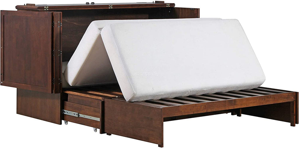 Paradiseo Murphy Cabinet Chest Bed with Charging Station 8 Inch (Queen, Tobacco)