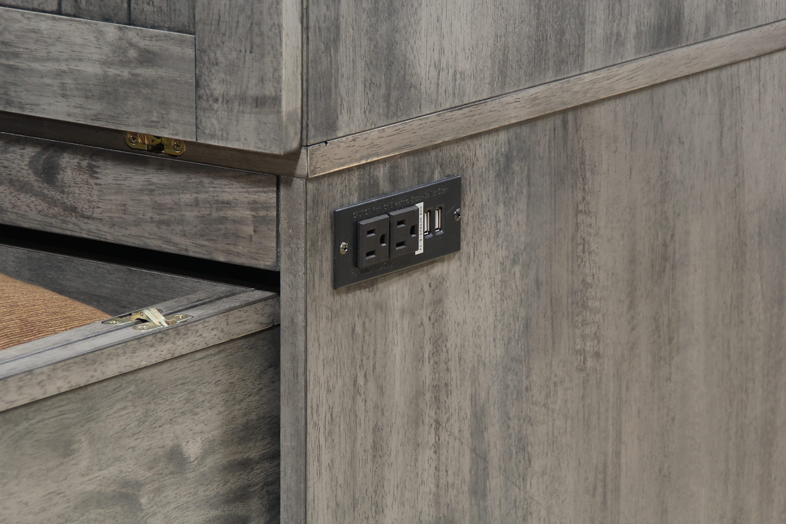 Tuscany Murphy Cabinet Chest Bed with Charging Station 6 Inch, Queen (Galaxy Grey)