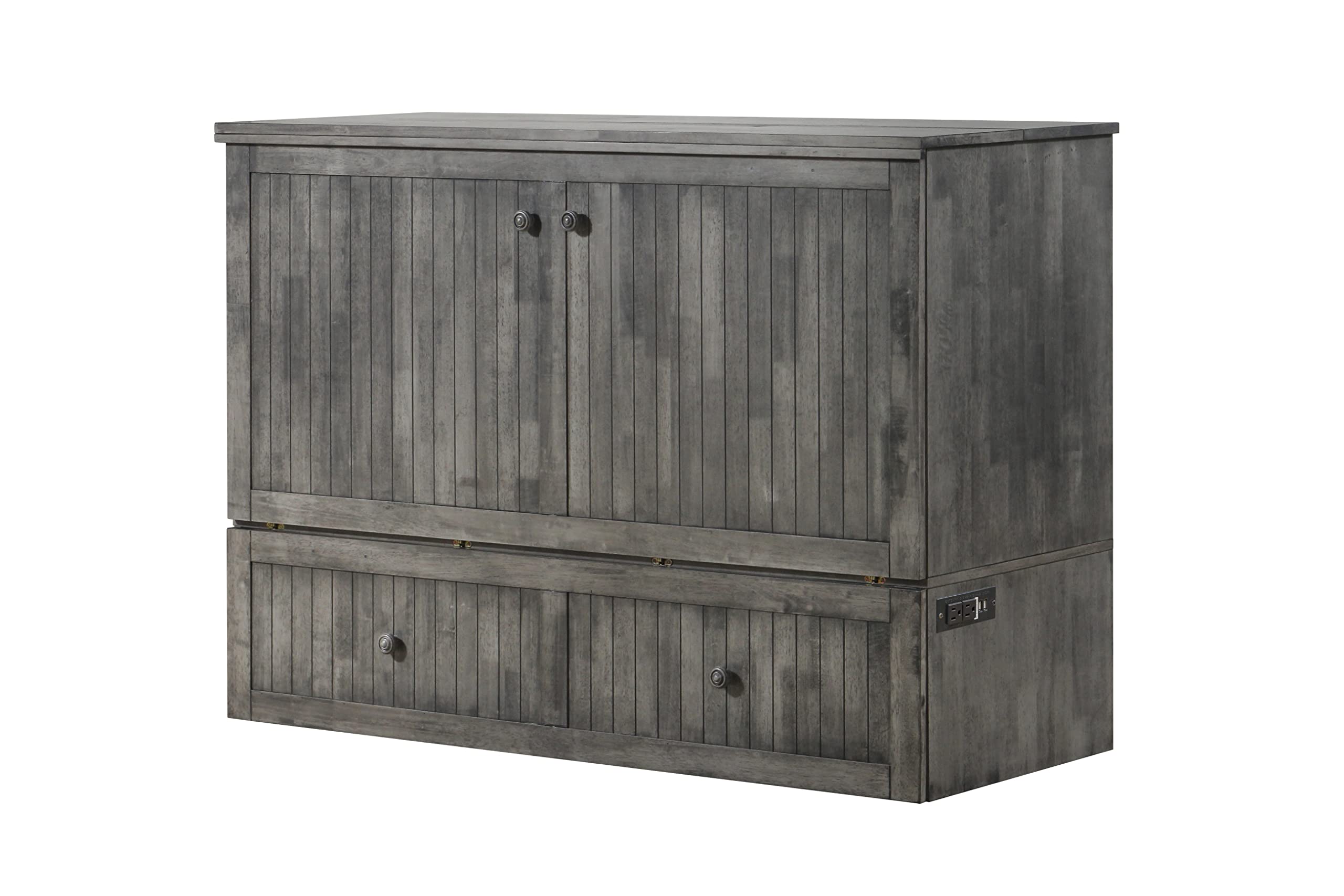 Tuscany Murphy Cabinet Chest Bed with Charging Station 6 Inch, Queen (Galaxy Grey)