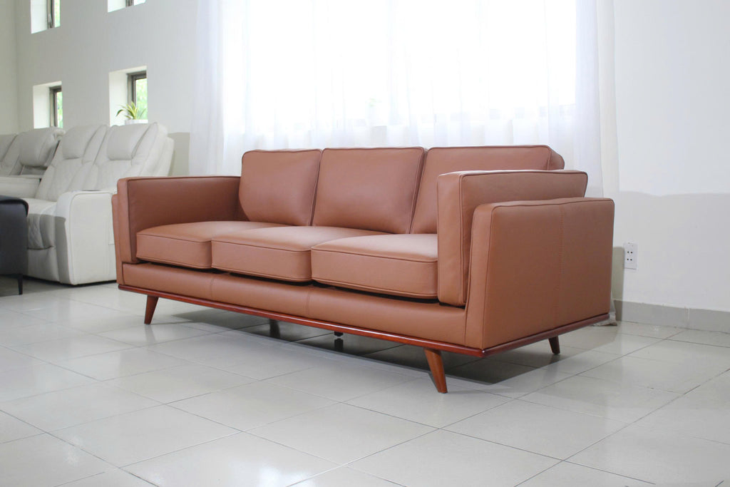 Savoy Full All Around Front and Back Italian Leather Sofa Cognac