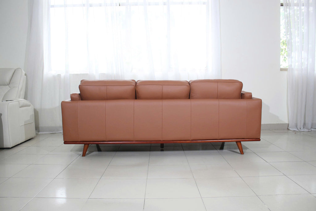 Savoy Full All Around Front and Back Italian Leather Sofa Cognac