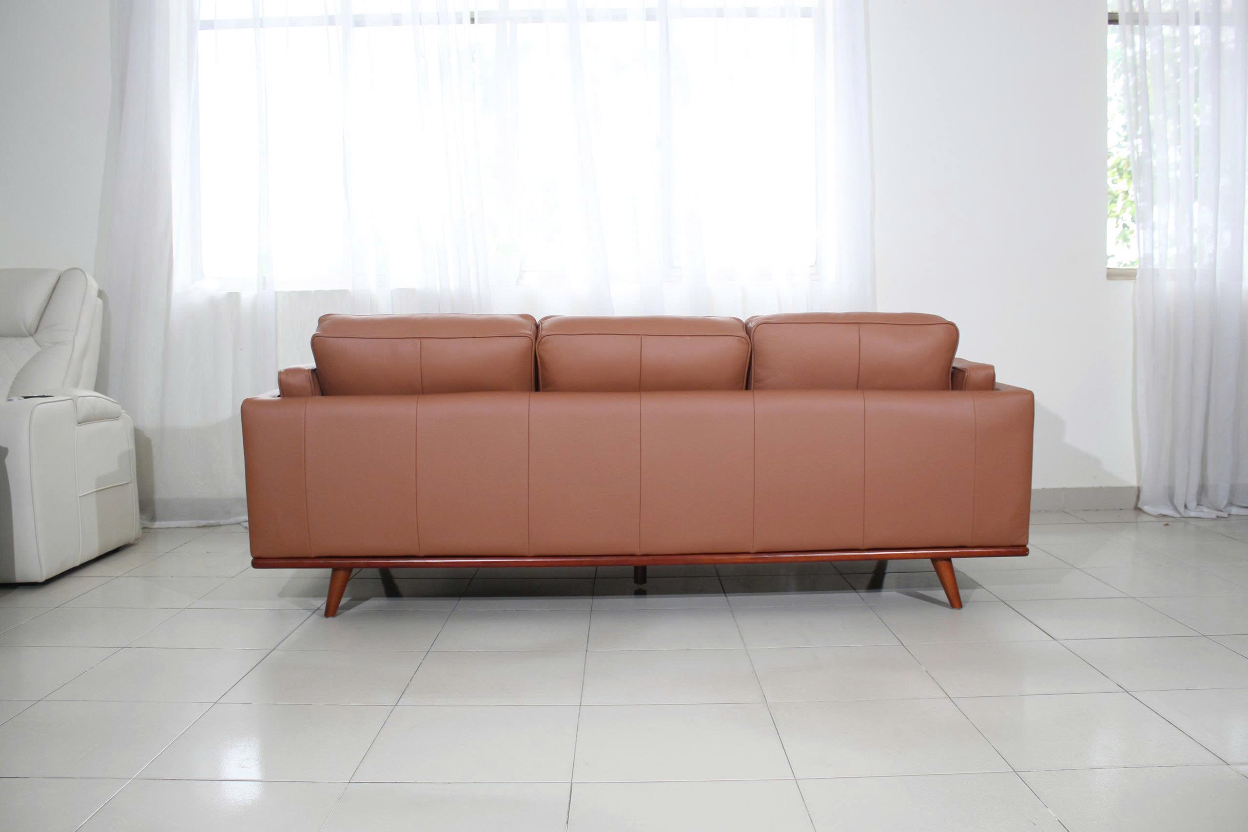 Savoy Full All Around Front and Back Italian Leather Sofa Cognac