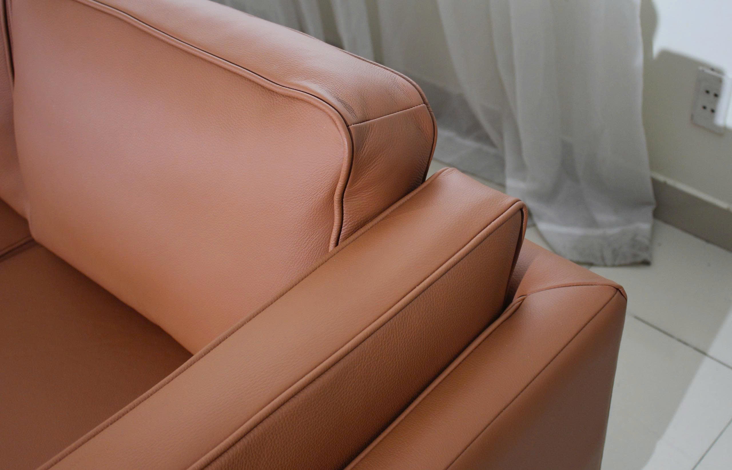 Savoy Full All Around Front and Back Italian Leather Sofa Cognac