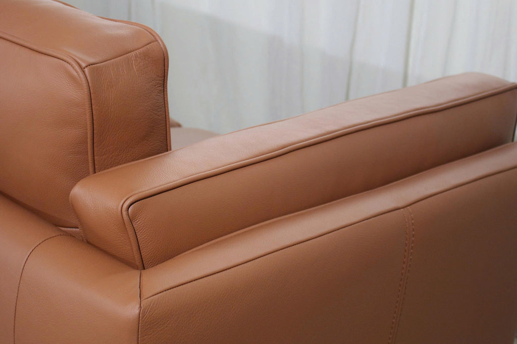 Savoy Full All Around Front and Back Italian Leather Sofa Cognac